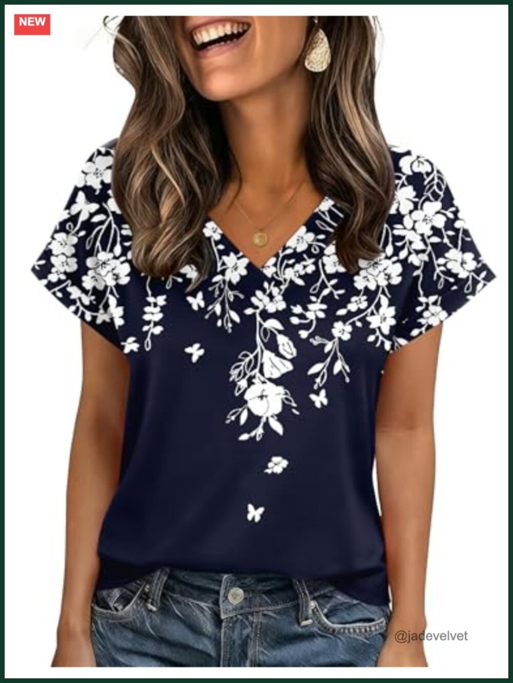 Womens V-Neck Rolled Short Sleeve Blouse 95% Polyester 5% Spandex Stretch